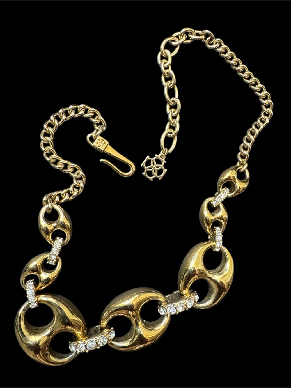 Vintage Ann Taylor Gold Link and CZ Necklace